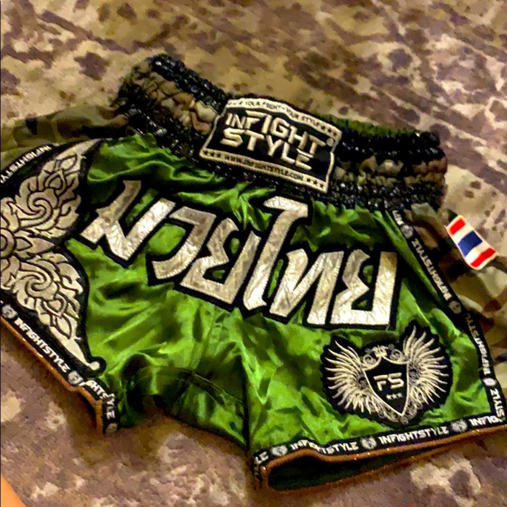 InFightStyle Size Small Green Silk Shorts